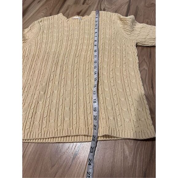 Talbots Cable Knit Cotton Crew Neck Sweater Made In Hong Kong petite sz M - Picture 6 of 6